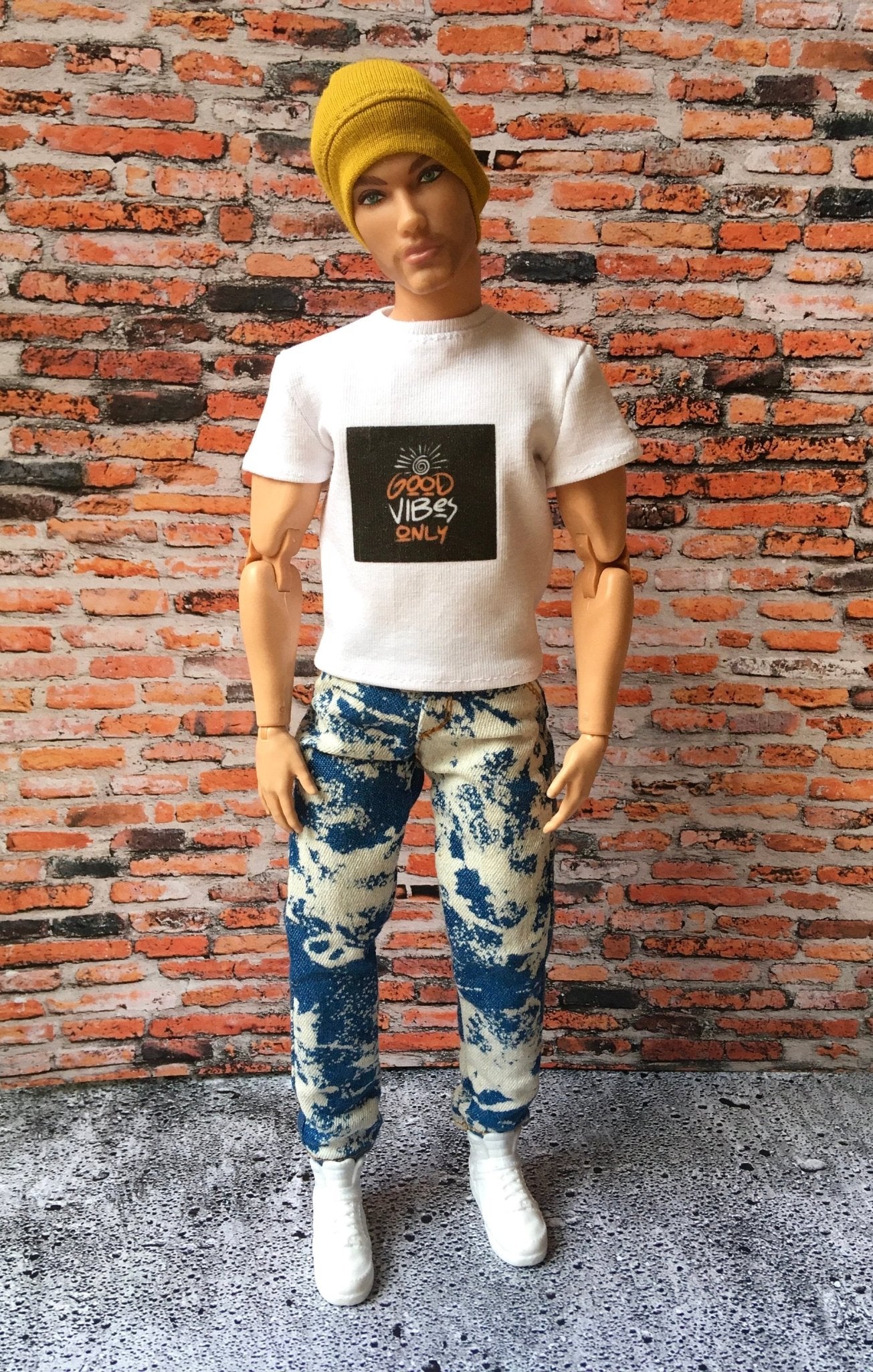 Vital Printed T-shirt "Good Vibes Only" Design for Ken Doll, many colors - www.bouutique.com