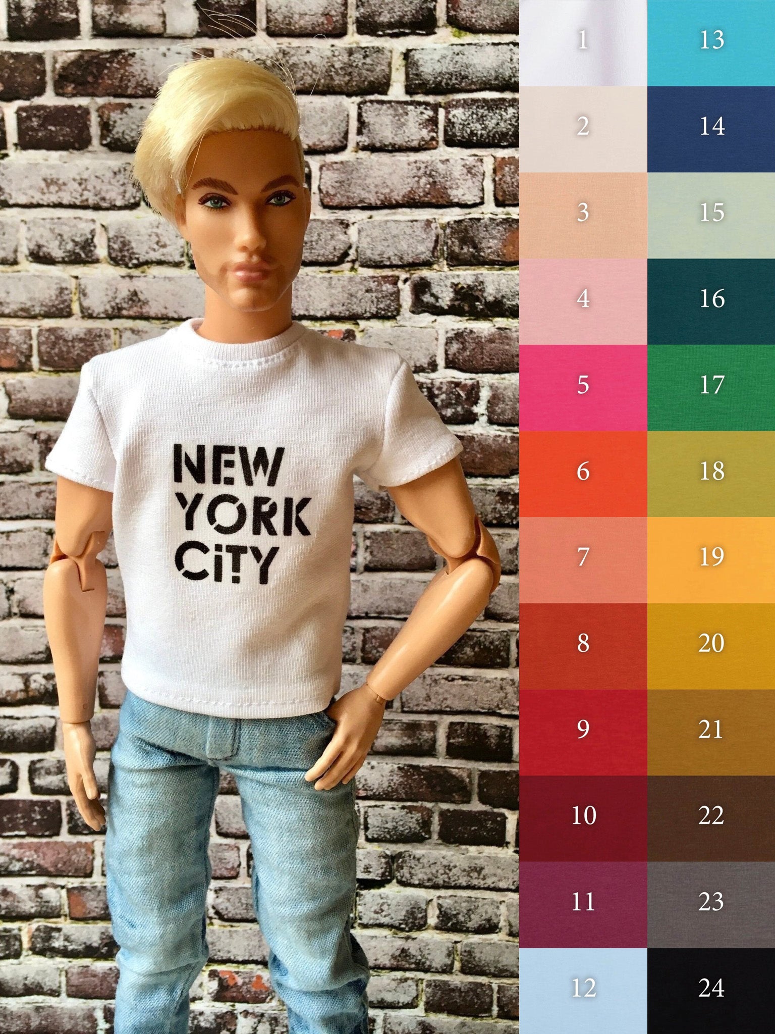 Vital Printed T-shirt "NYC" for Ken Doll, many colors - vvv.bouutique.com