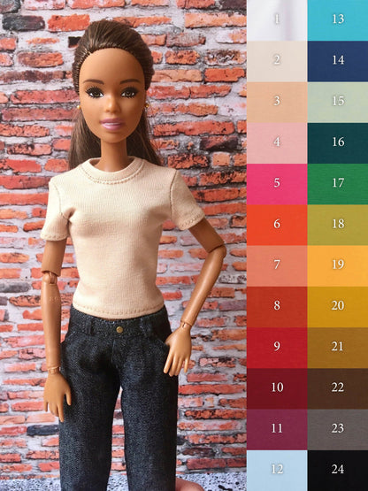 Vital Short Sleeve T-shirt for Dolls 1/6-scale, 11.5 Inch, many colors - Bouutique.com