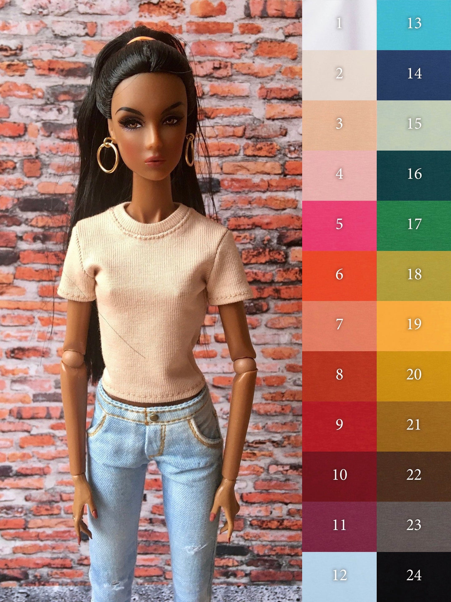 Vital Short Sleeve T-shirt for NuFace Integrity Toys Doll 12.5", many colors - Bouutique.com