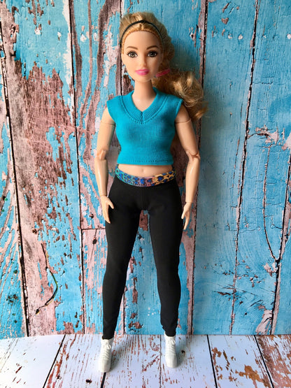 Sleek V-neck Crop Top for Curvy Doll 1/6-scale, many colors - Bouutique.com