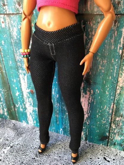 Midnight Black Jeggings for Curvy Doll 1/6-scale - Bouutique.com