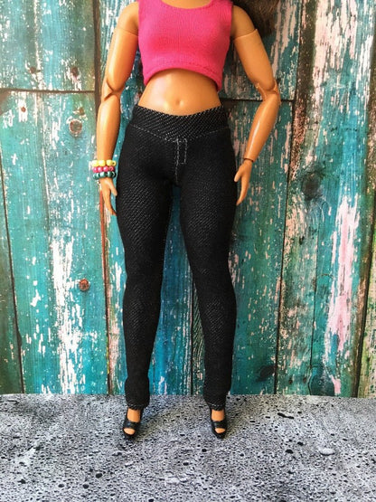 Midnight Black Jeggings for Curvy Doll 1/6-scale - Bouutique.com