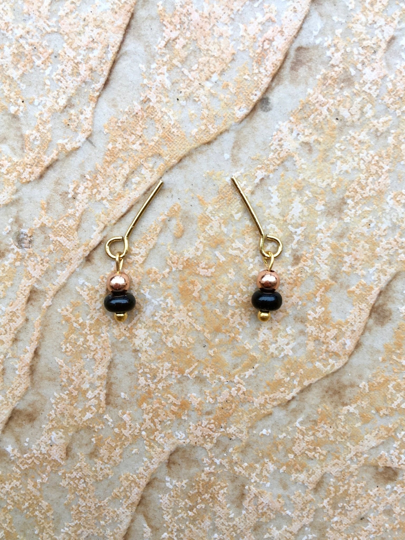 Drops Black Rose Gold Earrings for Dolls 1/6-scale, 12" - Bouutique.com