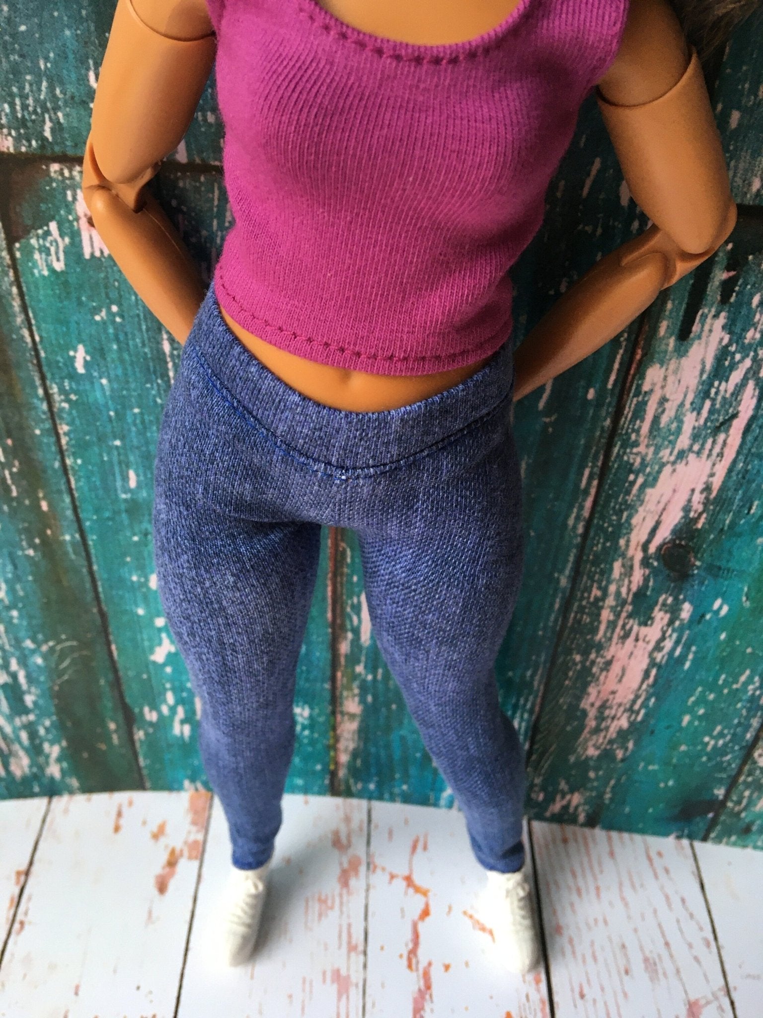 Azure Blue Leggings for Curvy Doll 1/6-scale - Bouutique.com