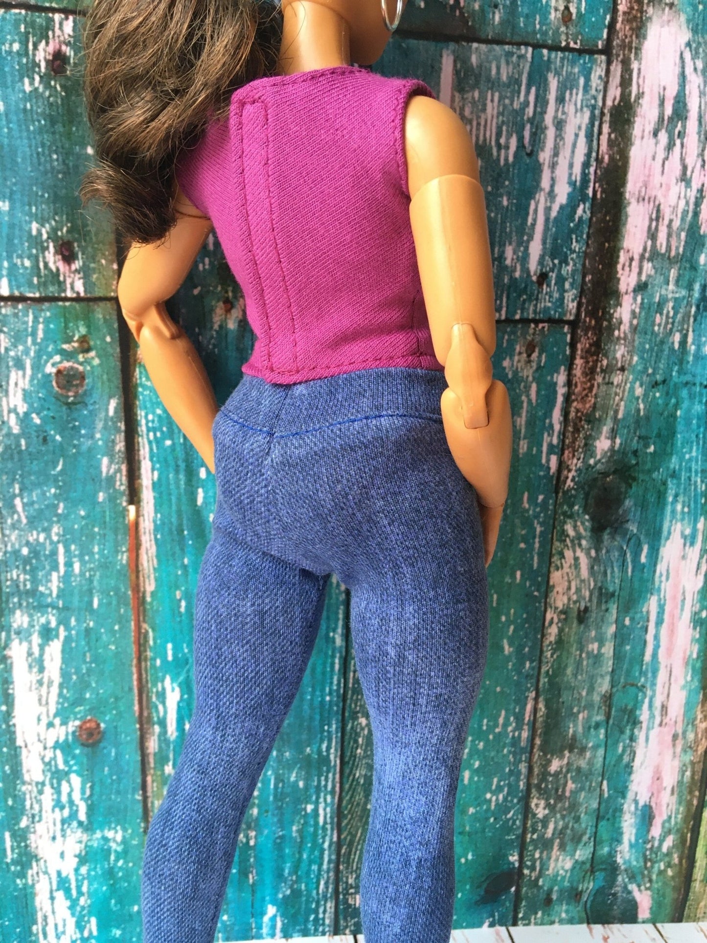 Azure Blue Leggings for Curvy Doll 1/6-scale - Bouutique.com