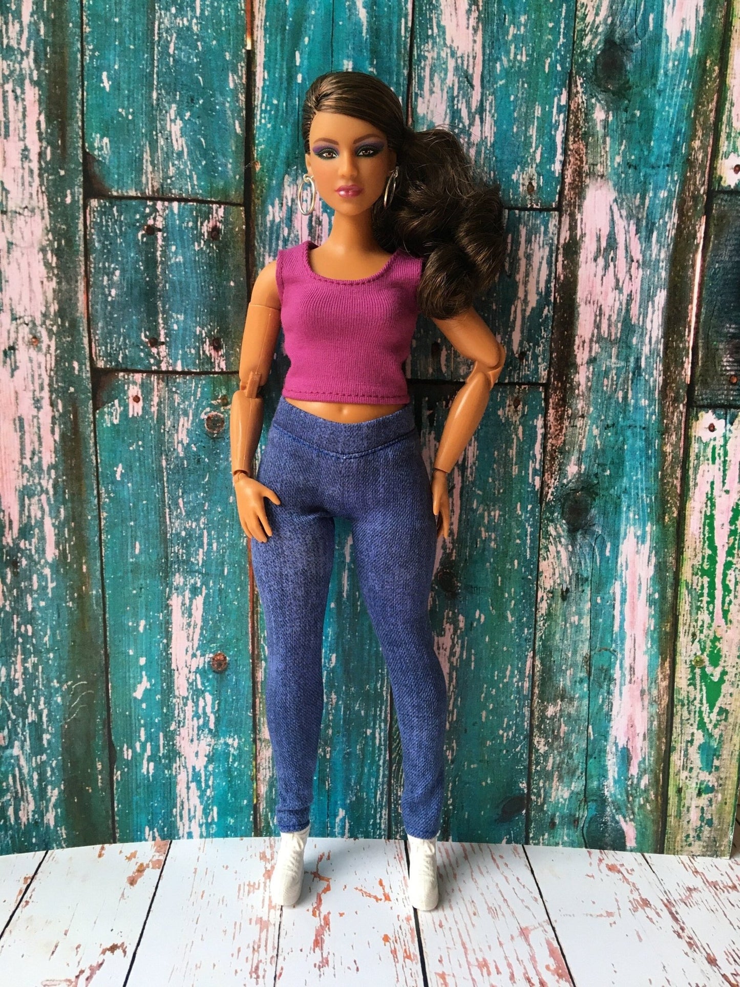 Azure Blue Leggings for Curvy Doll 1/6-scale - Bouutique.com