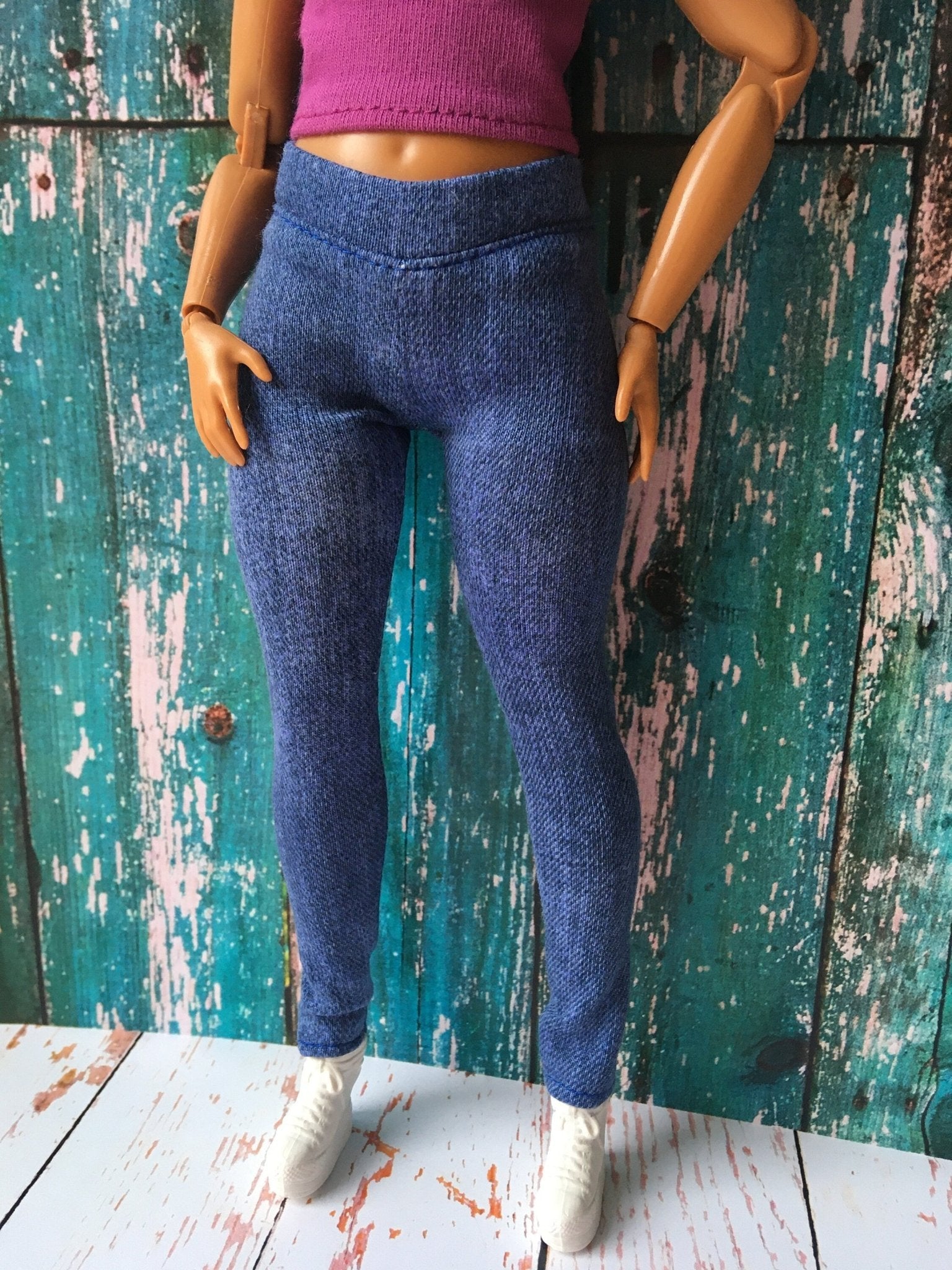 Azure Blue Leggings for Curvy Doll 1/6-scale - Bouutique.com