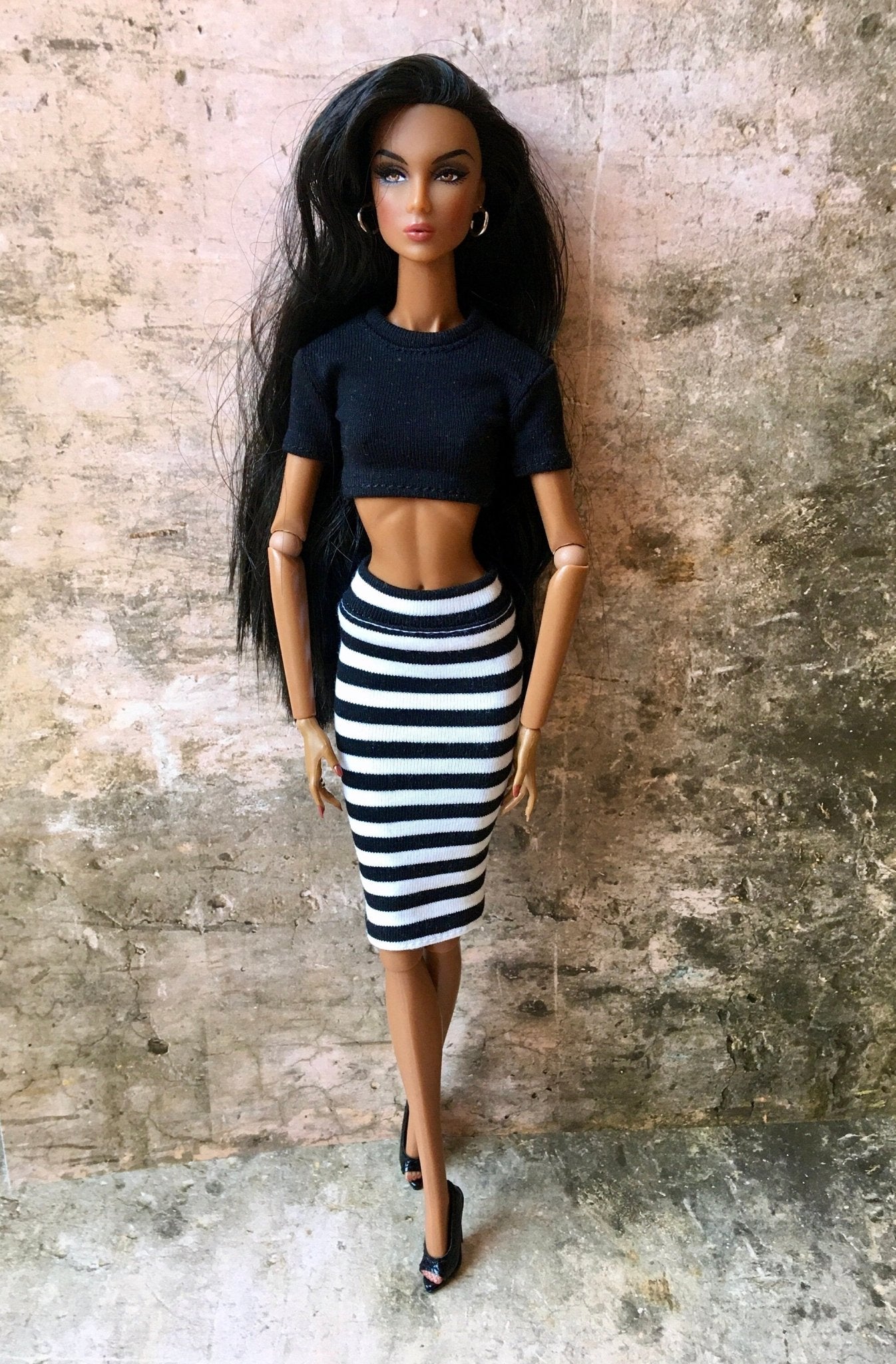 Contrast Striped Tube Midi Skirt for NuFace Integrity Toys Doll 12.5" - Bouutique.com