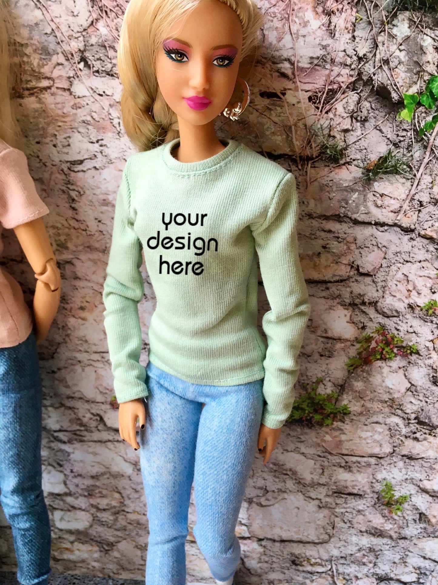 Base Custom Print Crew-neck T-shirt for Dolls 1/6-scale, 11.5 Inch, many colors - Bouutique.com