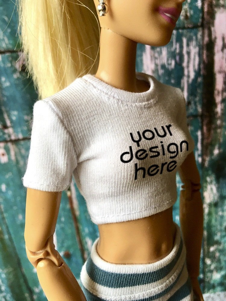 Staple Custom Print Crop T-shirt for Dolls 1/6-scale, 11.5 Inch, many colors - Bouutique.com