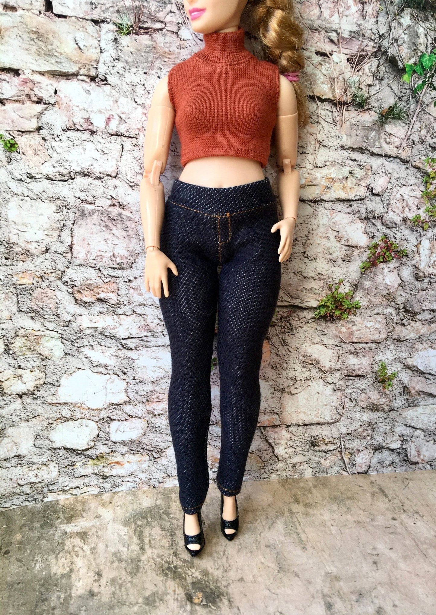 Sunset Dark Blue Jeggings for Curvy Doll 1/6-scale - Bouutique.com