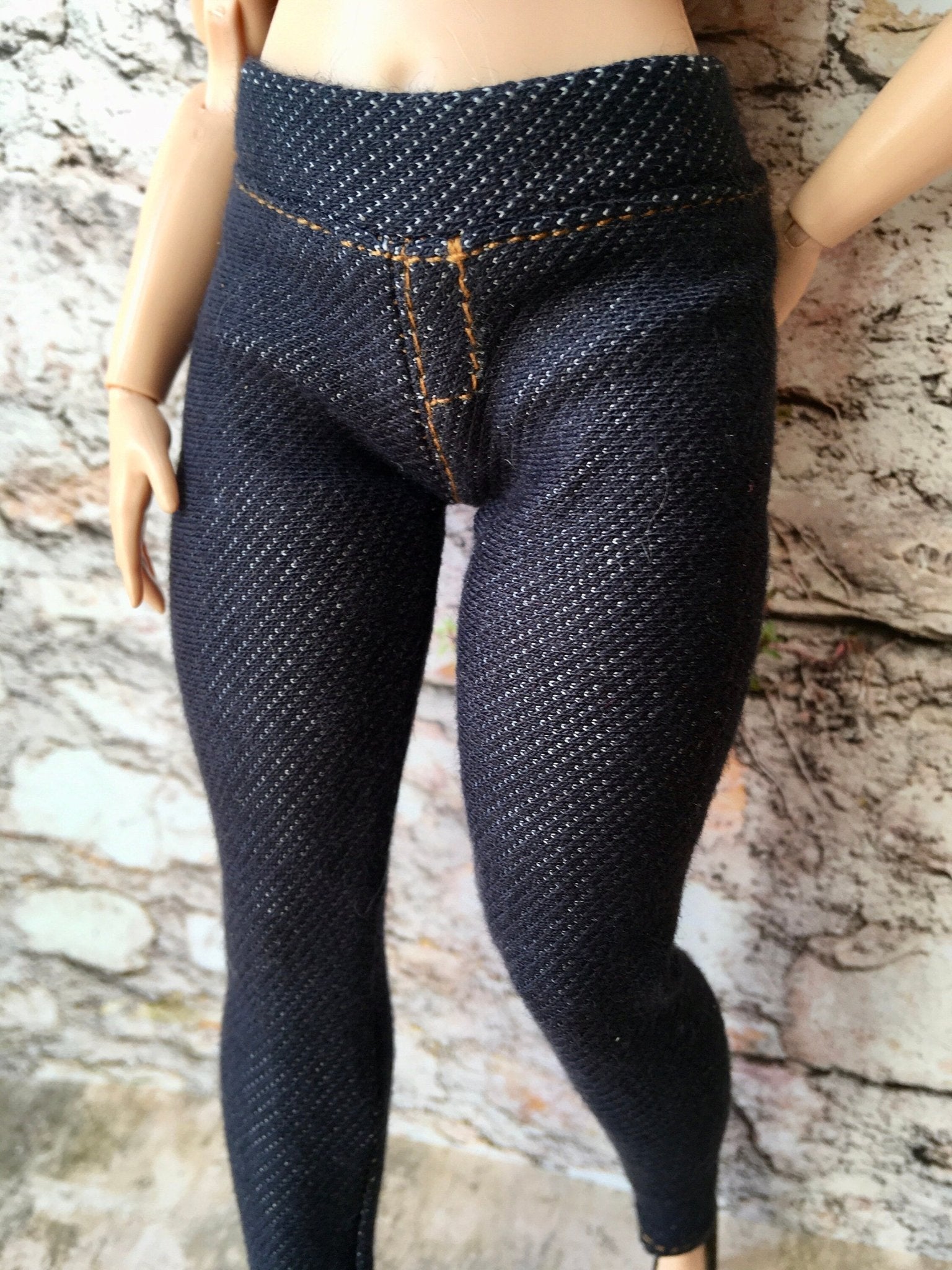 Dark Blue Jeggings for Curvy Doll 1/6-scale - Bouutique.com