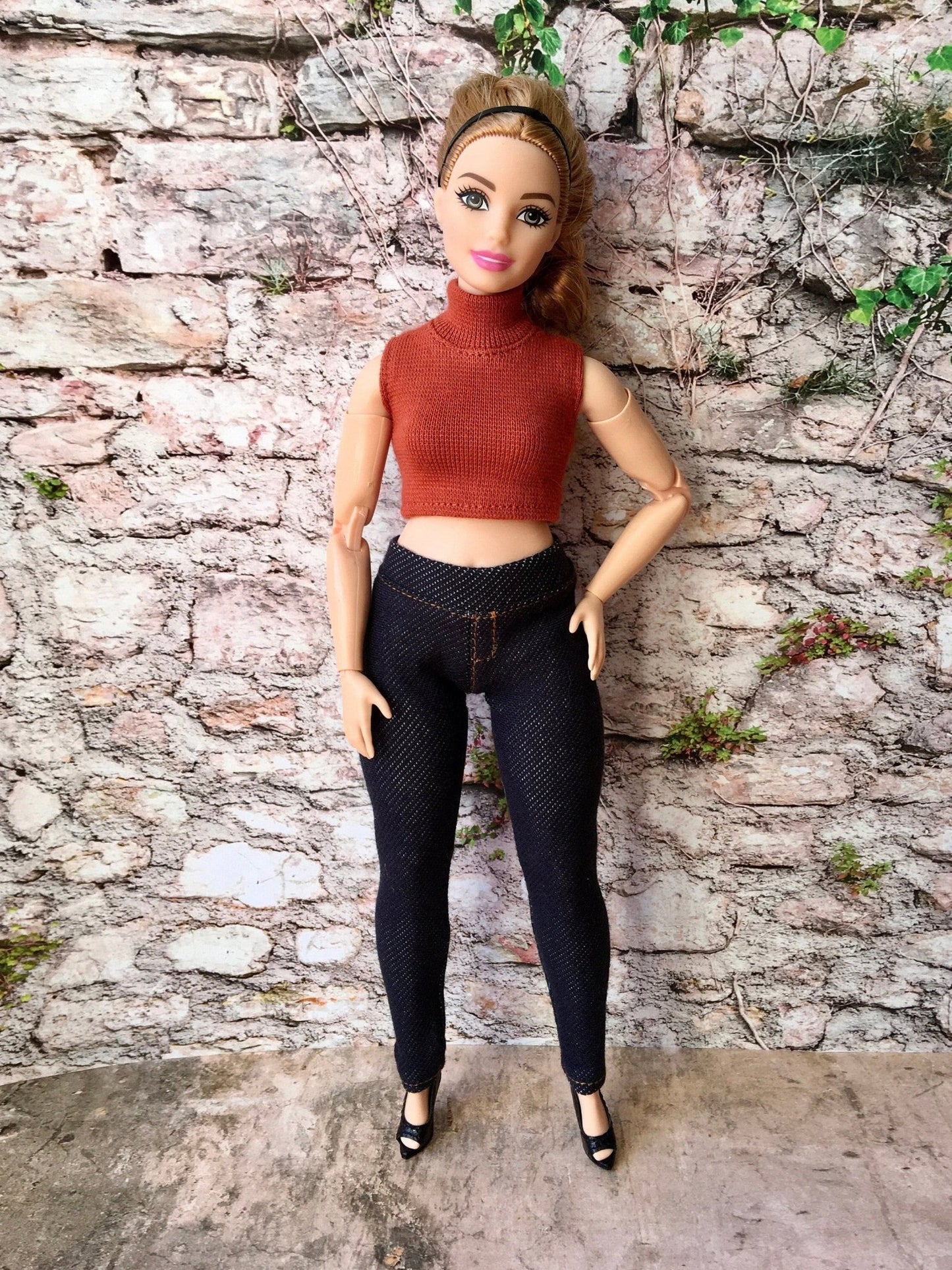 Sunset Dark Blue Jeggings for Curvy Doll 1/6-scale - Bouutique.com