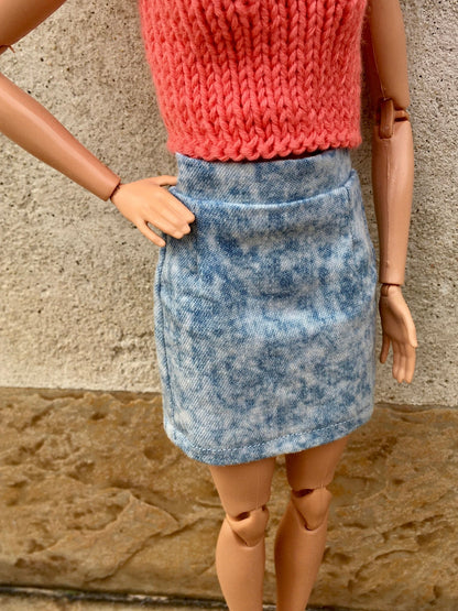 Grace Denim Pencil Skirt for Doll 1/6-scale, 11.5. Inch - Bouutique.com