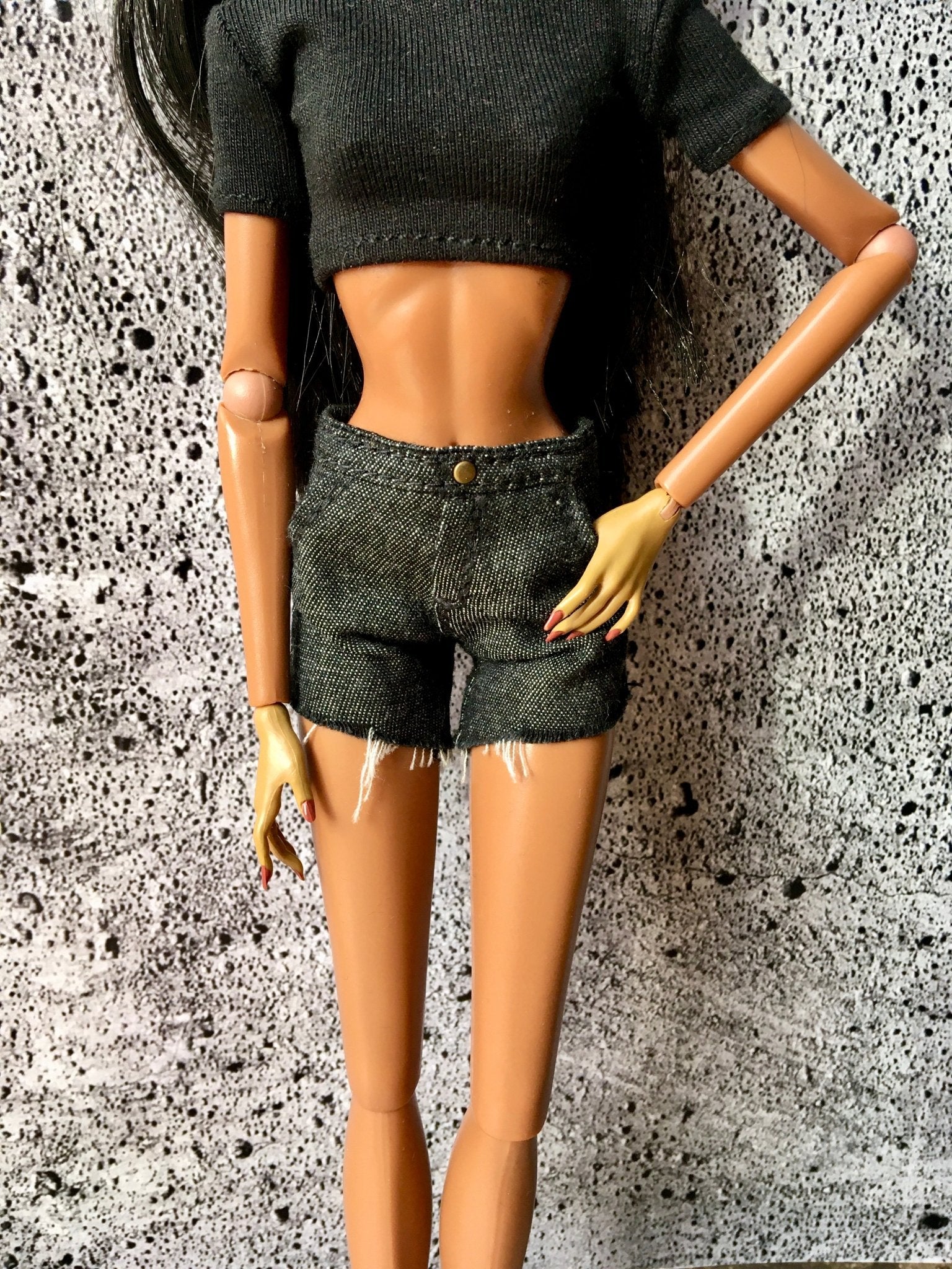 Ash Raw Hem Denim Shorts for NuFace Integrity Toys Doll 12.5" - Bouutique.com