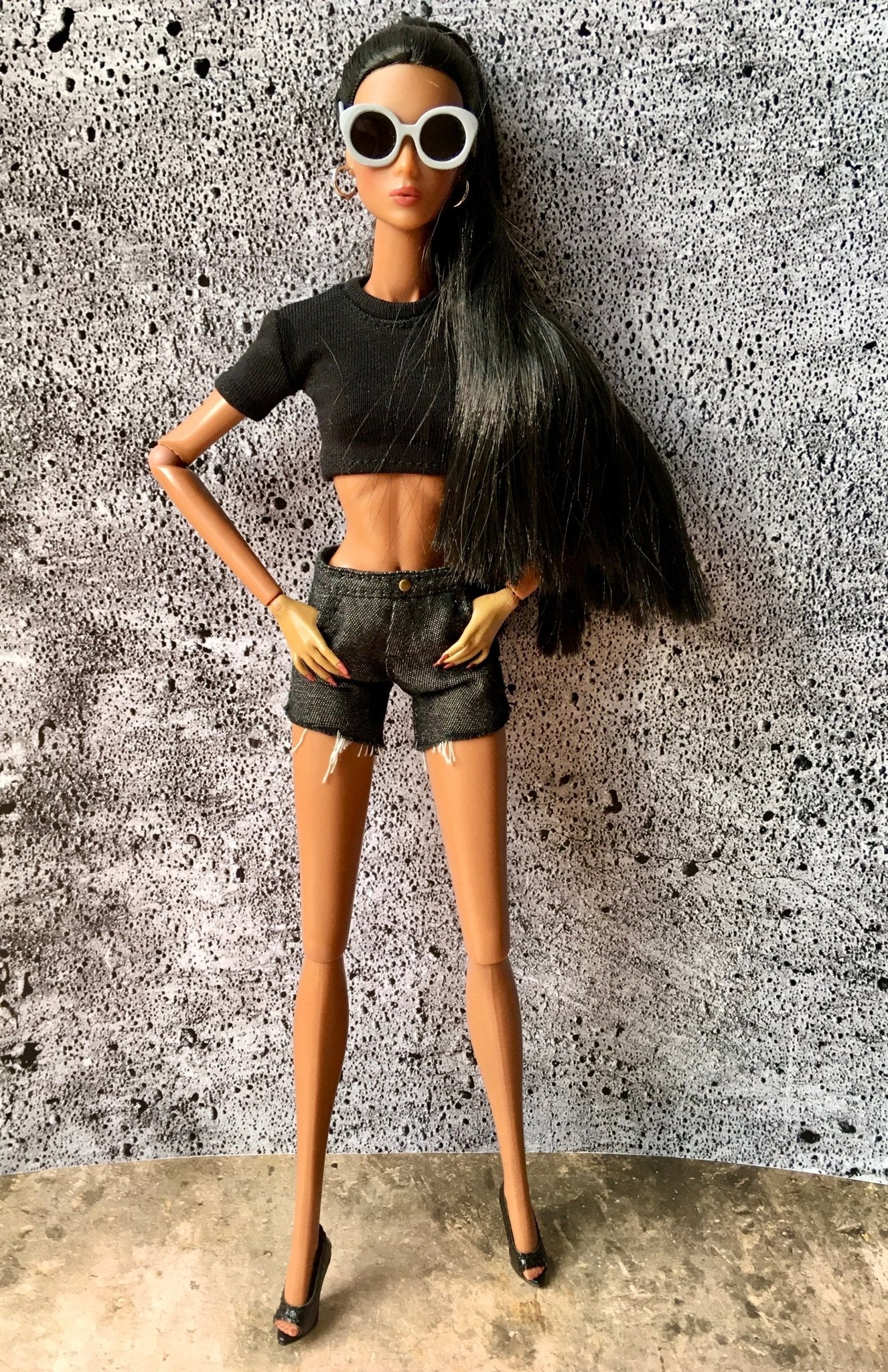 Ash Raw Hem Denim Shorts for NuFace Integrity Toys Doll 12.5" - Bouutique.com