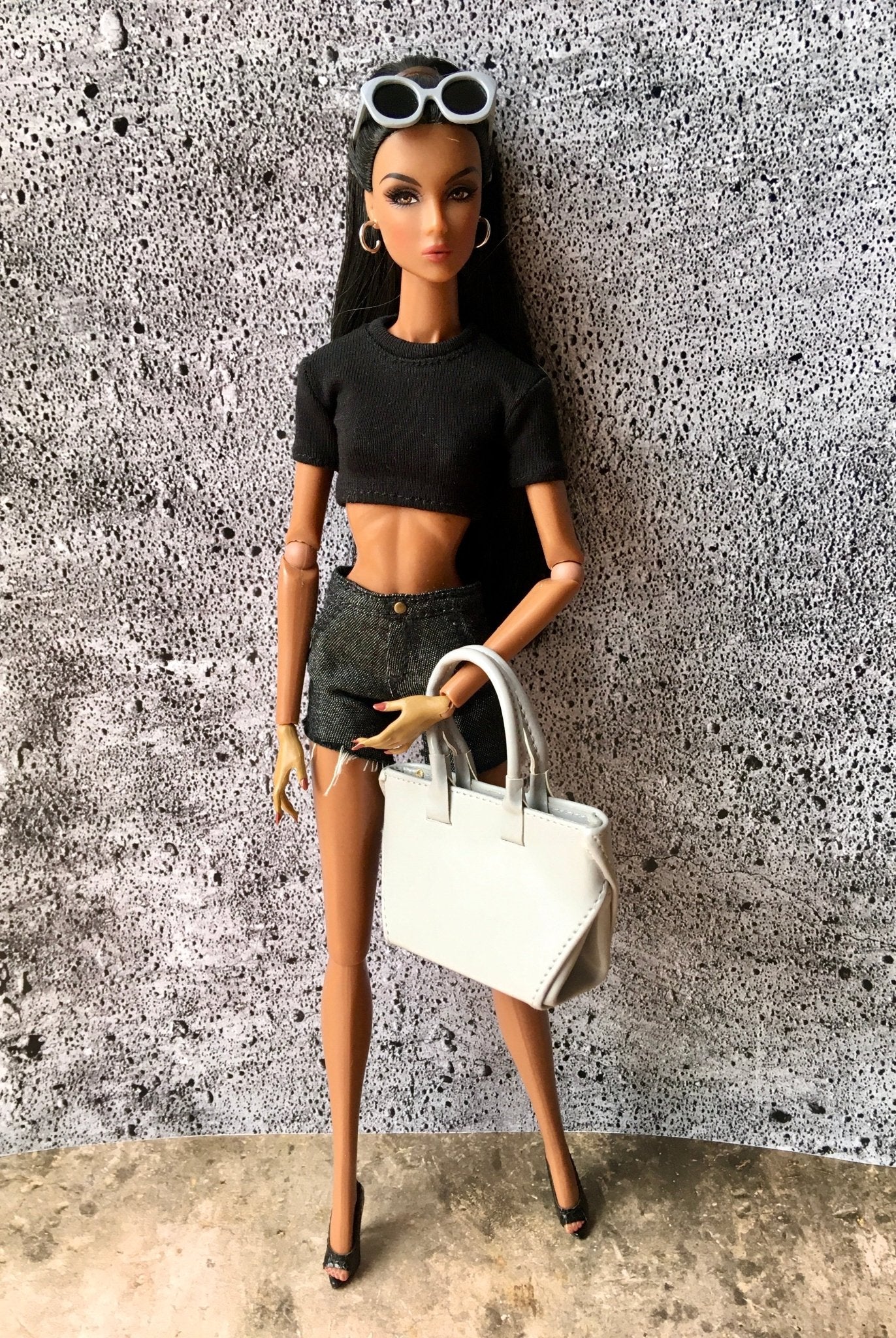 Ash Raw Hem Denim Shorts for NuFace Integrity Toys Doll 12.5" - Bouutique.com