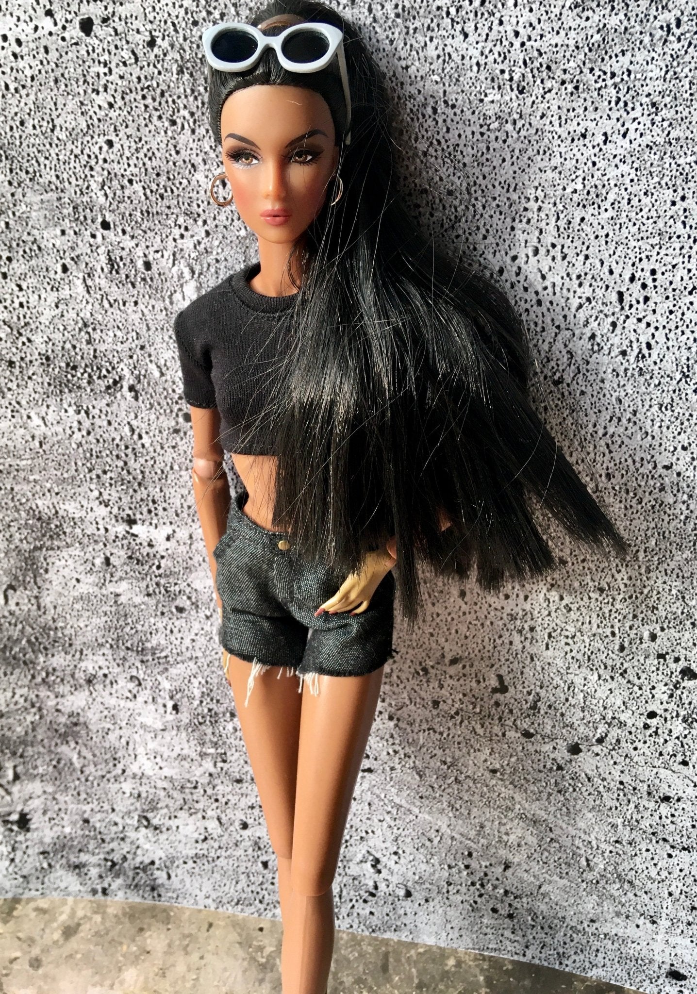 Ash Raw Hem Denim Shorts for NuFace Integrity Toys Doll 12.5" - Bouutique.com