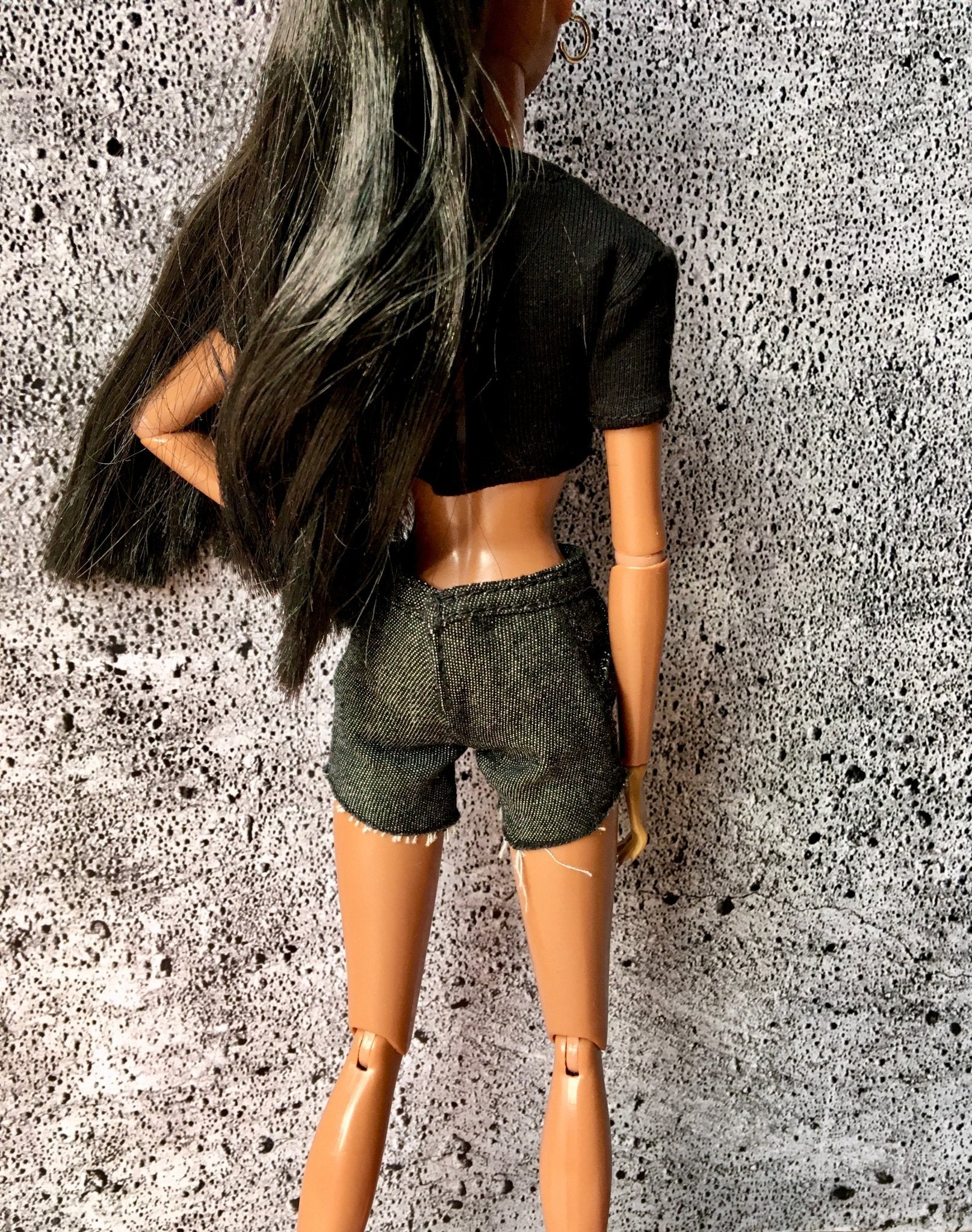 Ash Raw Hem Denim Shorts for NuFace Integrity Toys Doll 12.5" - Bouutique.com