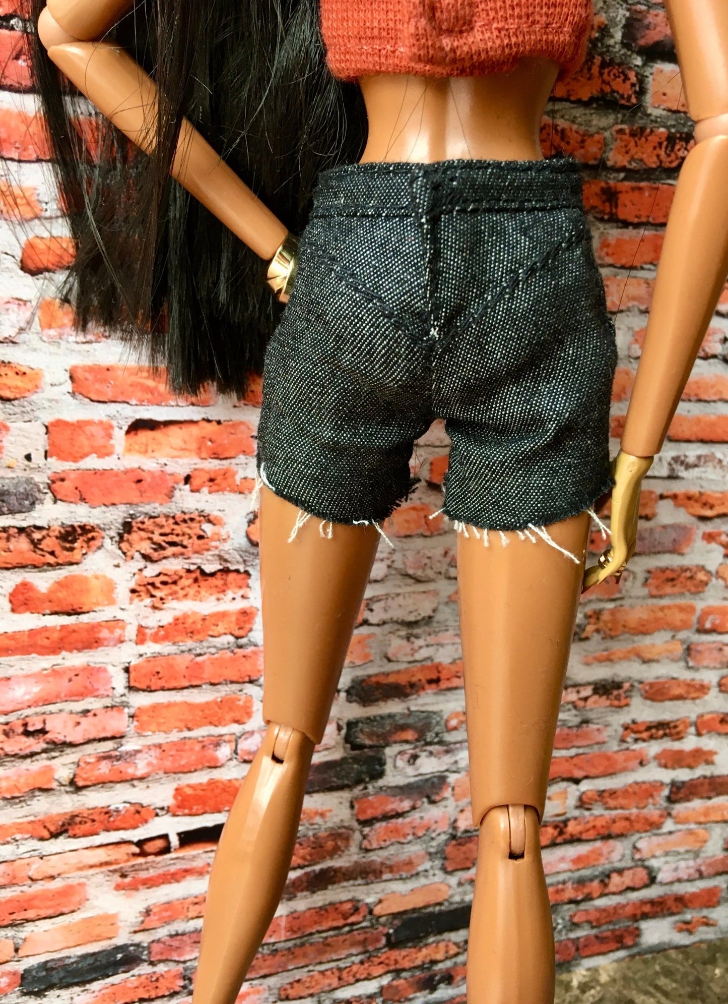 Ash Raw Hem Denim Shorts with back stitching for NuFace Integrity Toys Doll 12.5" - Bouutique.com