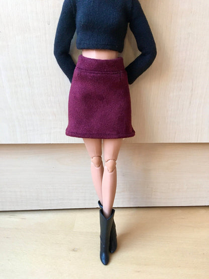 Hazel Faux Suede A-line Skirt for Doll 1/6-scale, 11.5 Inch, 4 colors - Bouutique.com