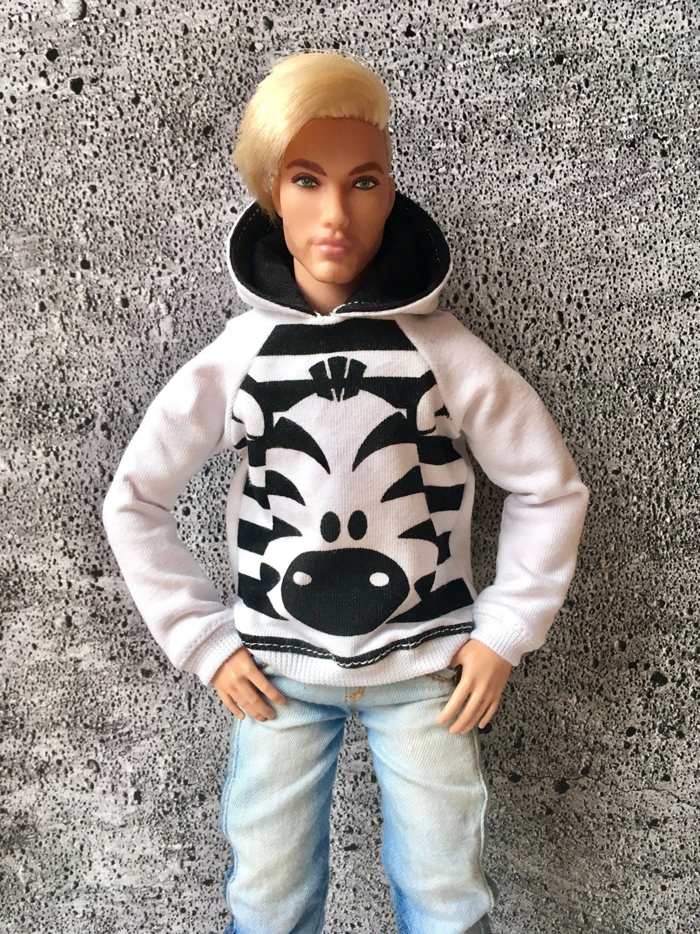 Infinite Zebra  Print Hoodie for Ken Doll 1/6-scale, 12 Inch - Bouutique.com