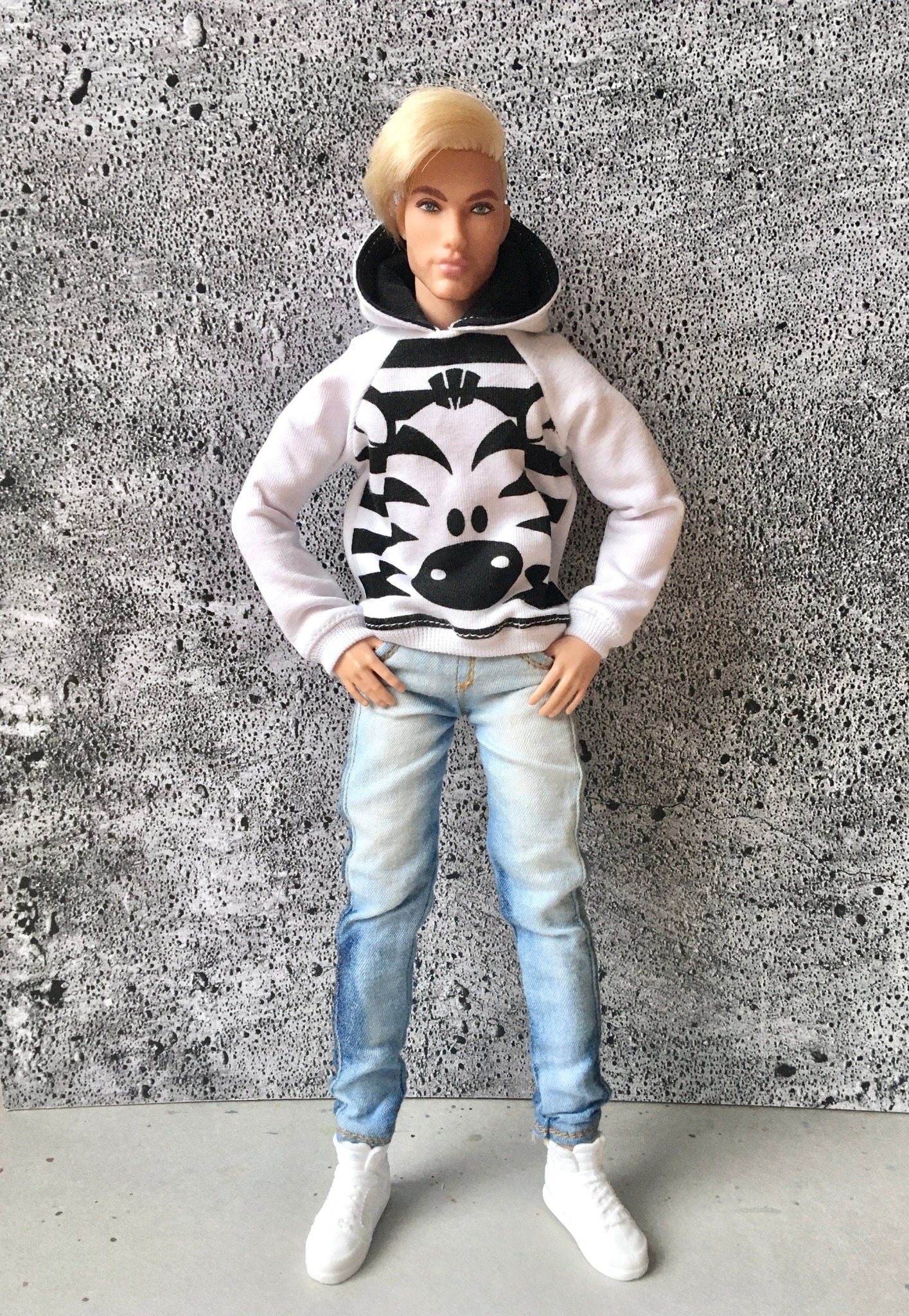 Infinite Zebra  Print Hoodie for Ken Doll 1/6-scale, 12 Inch - Bouutique.com