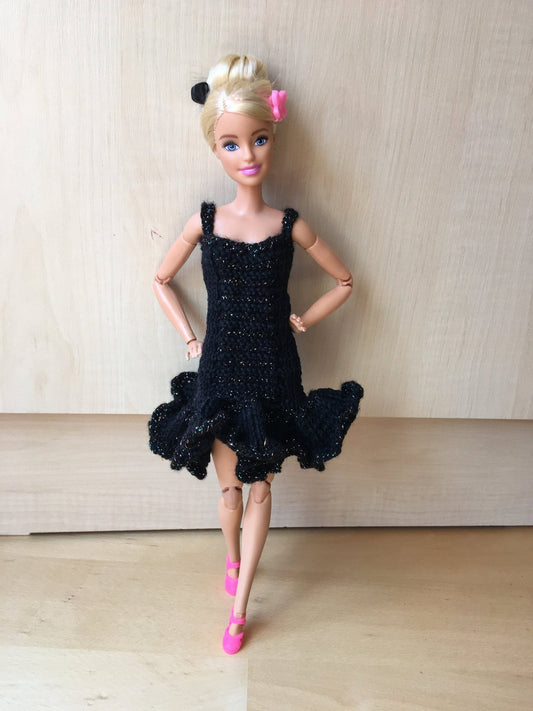 Charm Knit Black Ruffle Dress for Doll 1/6-scale, 11.5 Inch - Bouutique.com