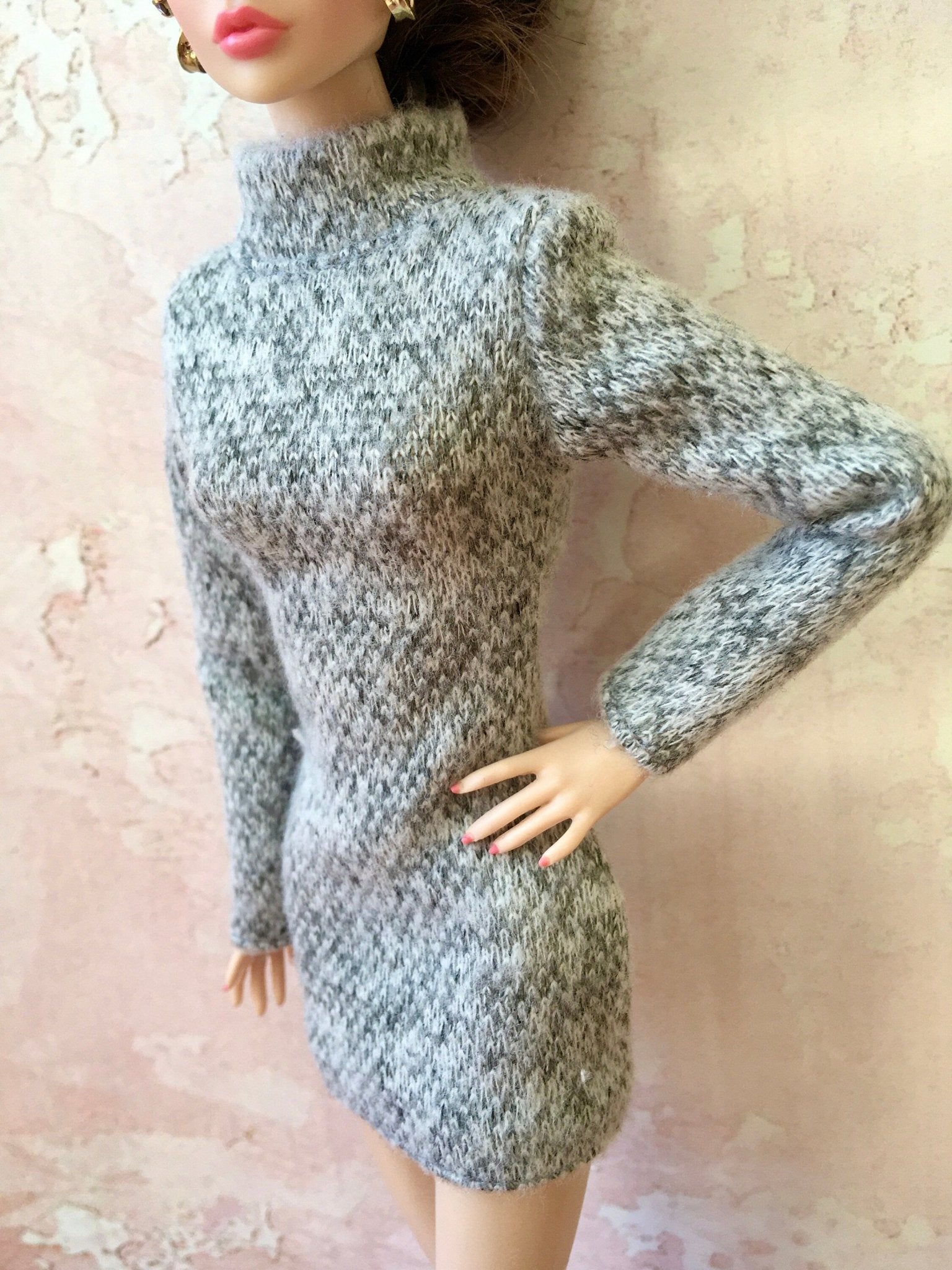 Cozy Knit Turtleneck Dress for Poppy Parker Doll - Bouutique.com