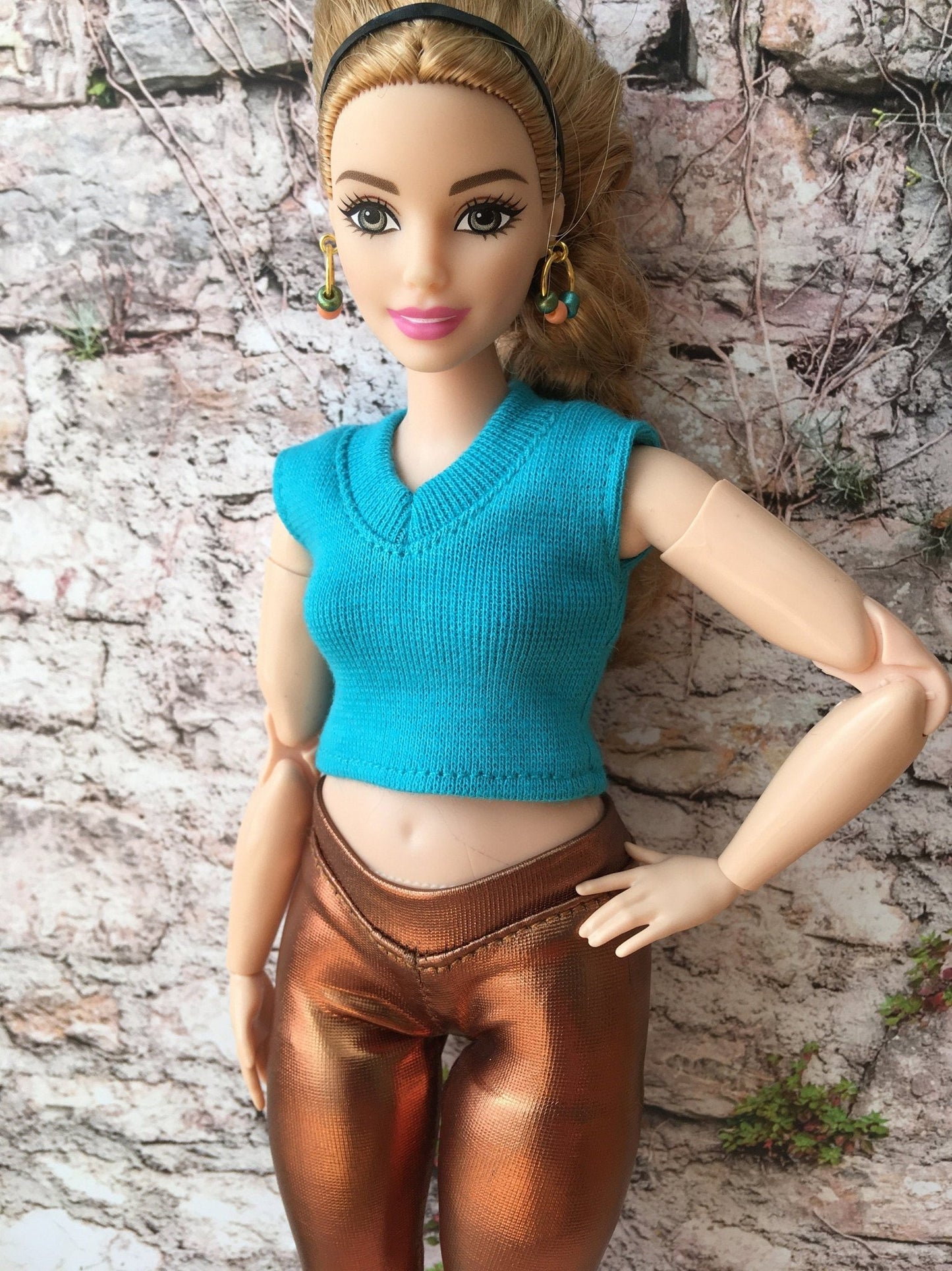 Glimmer Metallic Bronze Leggings for Curvy Doll 1/6-scale - Bouutique.com