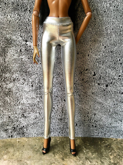 Glimmer Metallic Silver Leggings for NuFace Integrity Toys Doll 12.5" - Bouutique.com