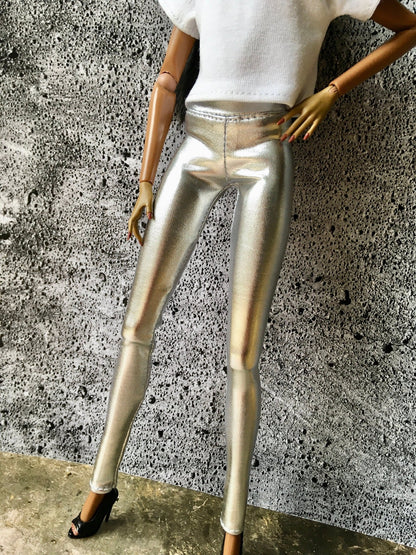 Glimmer Metallic Silver Leggings for NuFace Integrity Toys Doll 12.5" - Bouutique.com