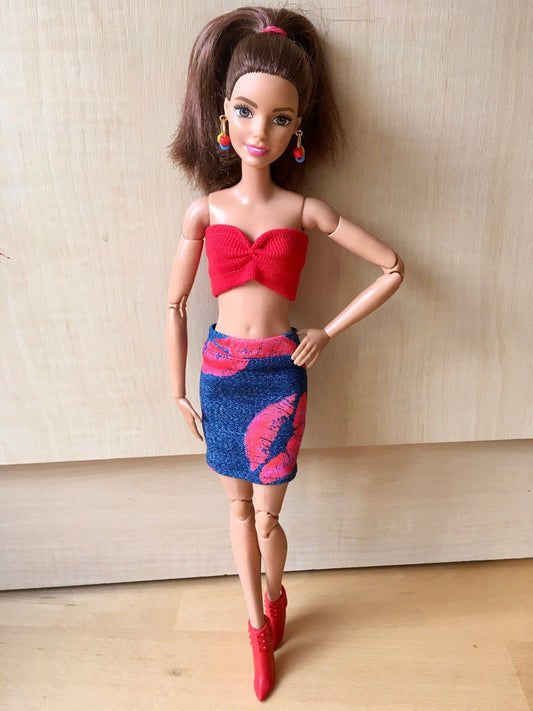 Marina Print Denim Skirt for Doll 1/6-scale, 11.5 Inch - Bouutique.com