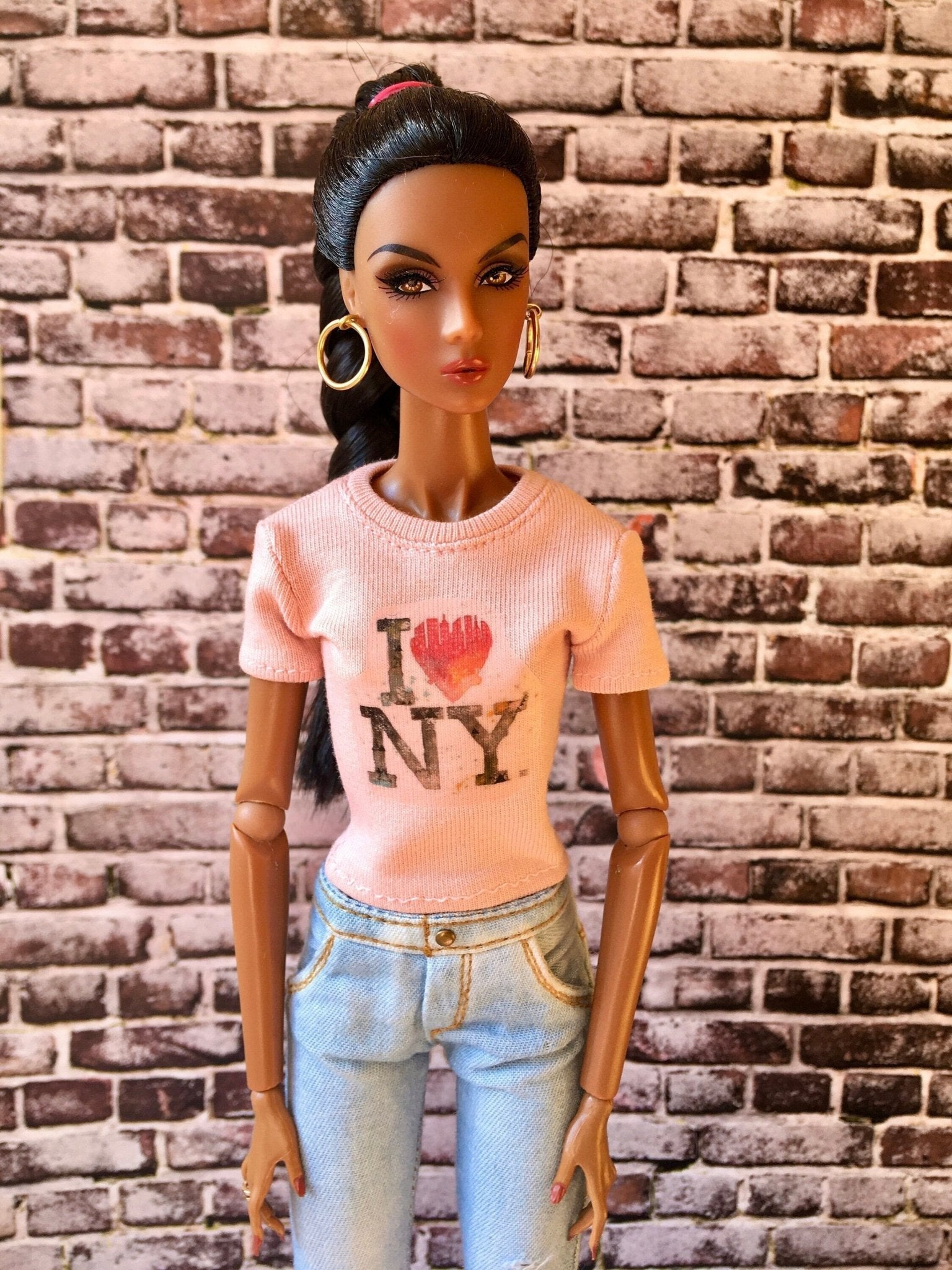 Vital Print T-shirt "I Love NY" Design for NuFace Integrity Toys Doll 12.5" - Bouutique.com