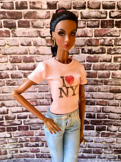 Vital Print T-shirt "I Love NY" Design for NuFace Integrity Toys Doll 12.5" - Bouutique.com