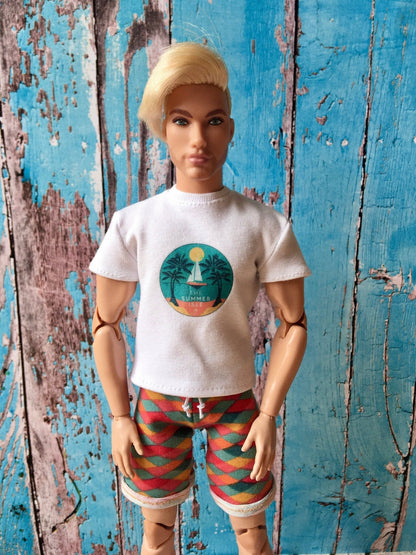 Printed T-shirt for Ken Doll | Ken Doll Basic Short Sleeve T-shirt - Bouutique.com