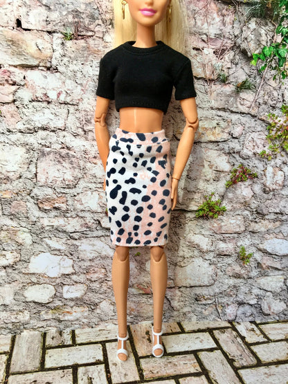 Savana Leopard Print Tube Skirt for Doll 1/6-scale, 11.5 Inch - Bouutique.com