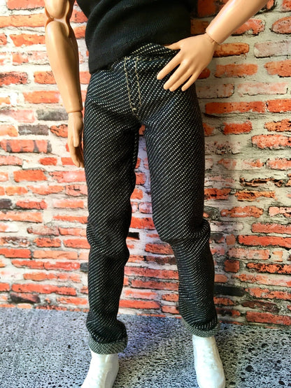 Noirix Stretch Dark Gray Jeans for Ken Doll 12 Inch - www.bouutique.com