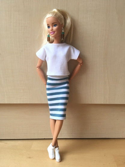 Teca Striped Tube Midi Skirt for Doll 1/6-scale, 11.5 Inch - Bouutique.com