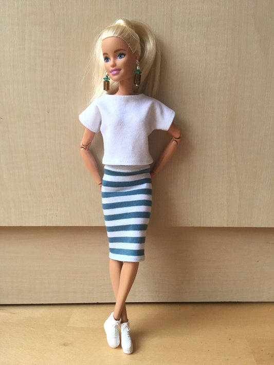 Teca Striped Tube Midi Skirt for Doll 1/6-scale, 11.5 Inch - Bouutique.com