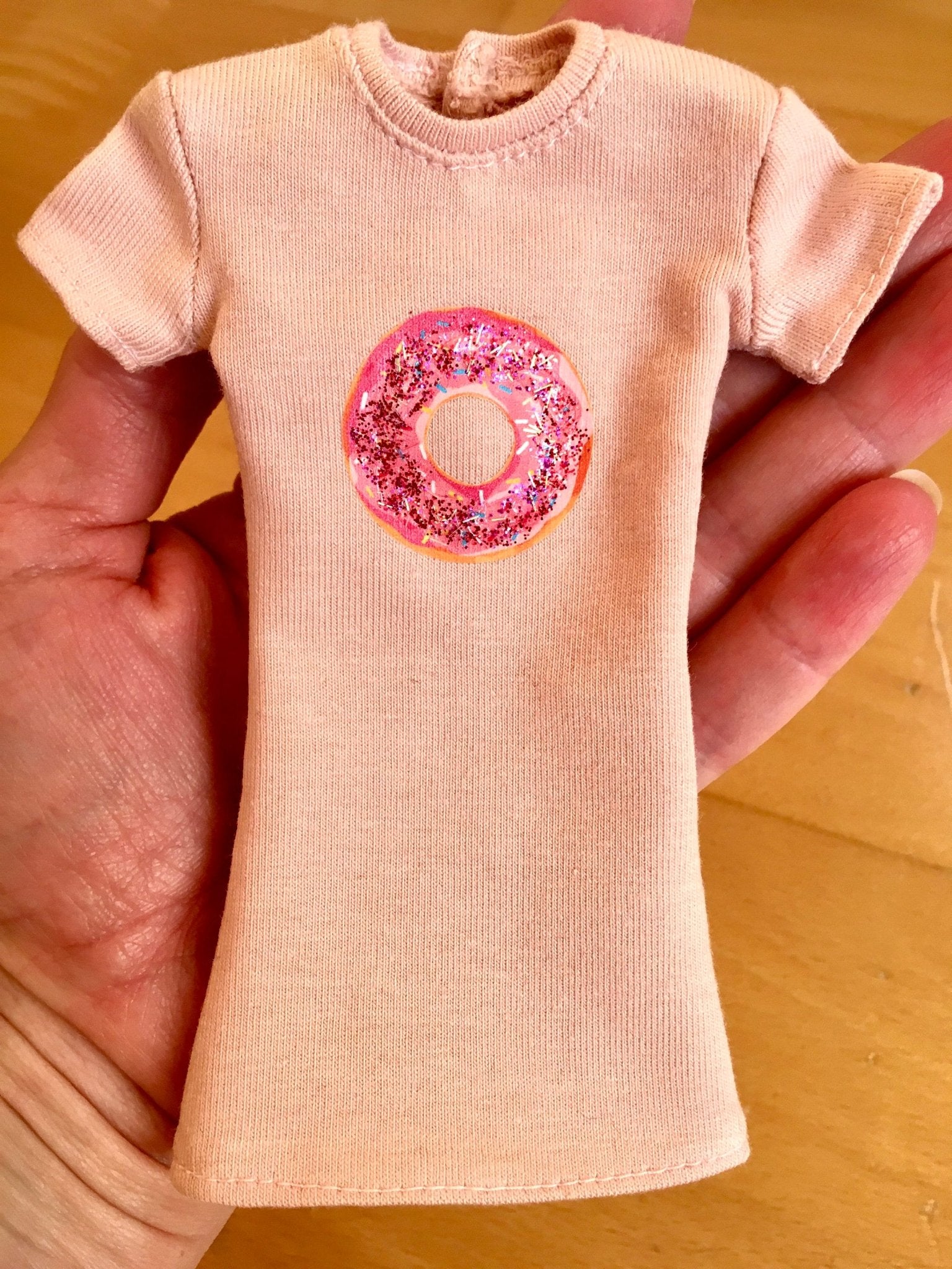 Blush Donut Print T-shirt Dress for Doll 1/6-scale, 11.5 Inch - Bouutique.com